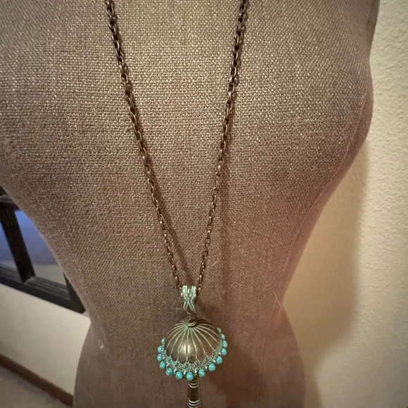 Copper Squash Blossom Pendant Necklace - Picture 3 of 3